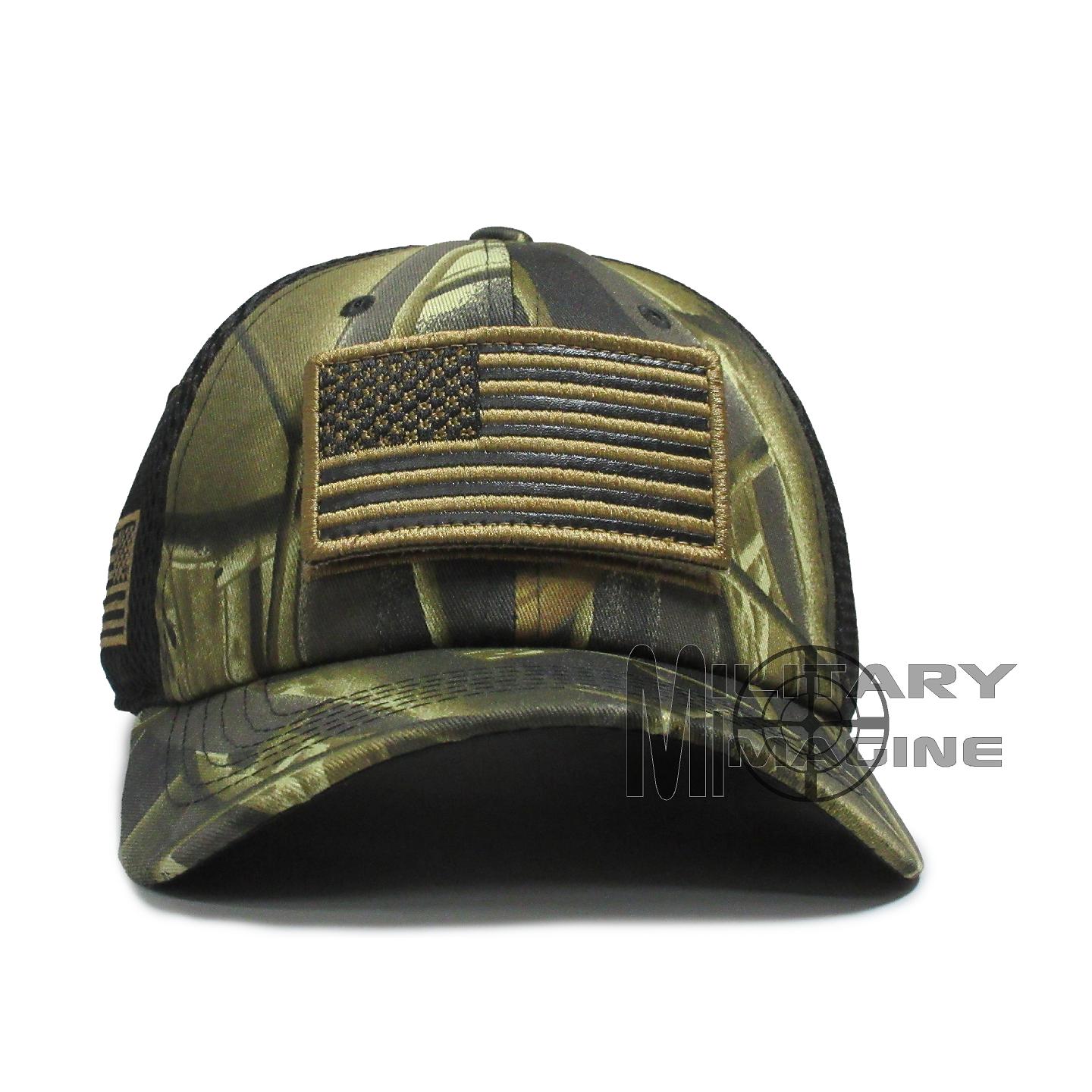 USA American Flag Hat Hunter Green Hunting Cap Detachable Patch Micro ...