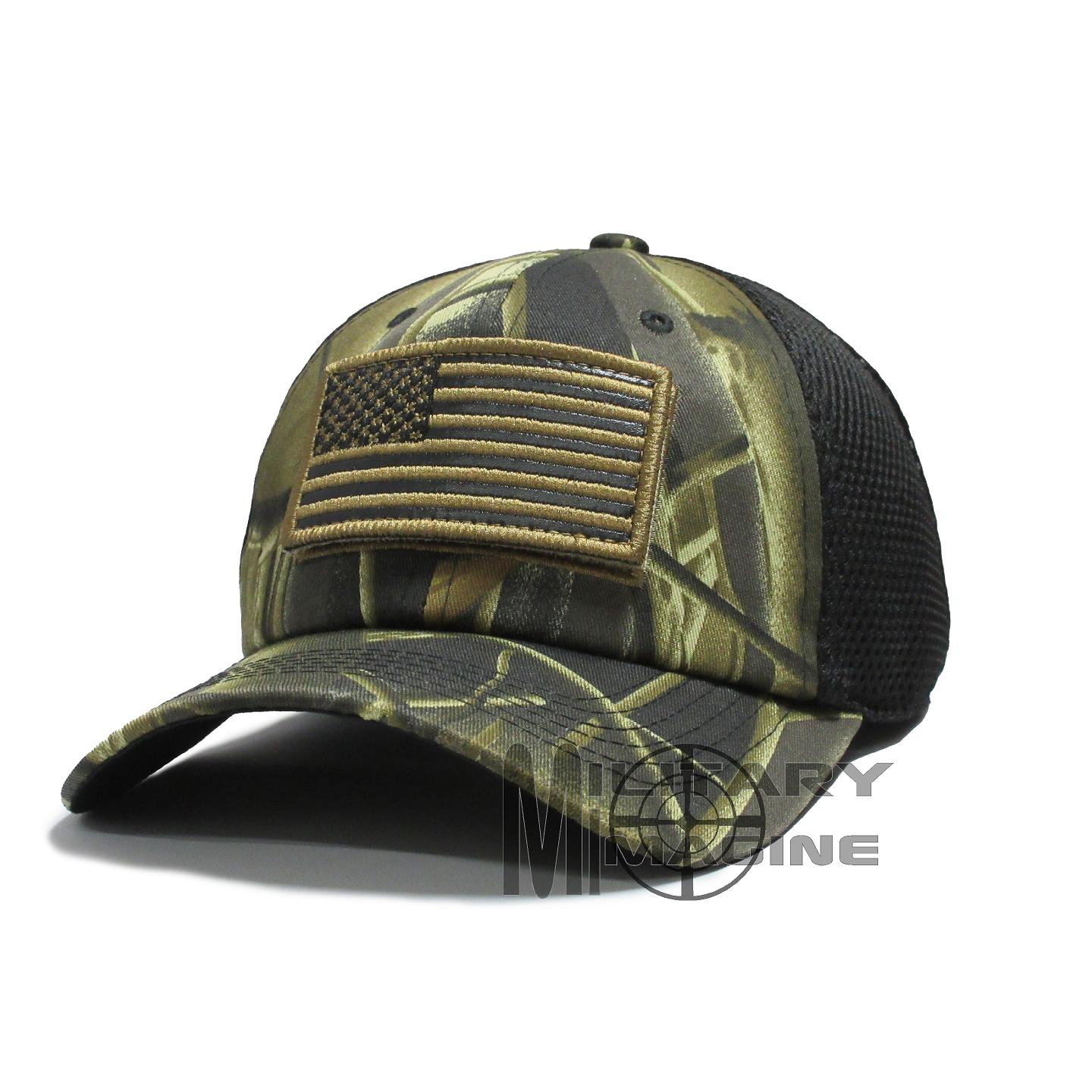 USA American Flag Hat Hunter Green Hunting Cap Detachable Patch Micro ...